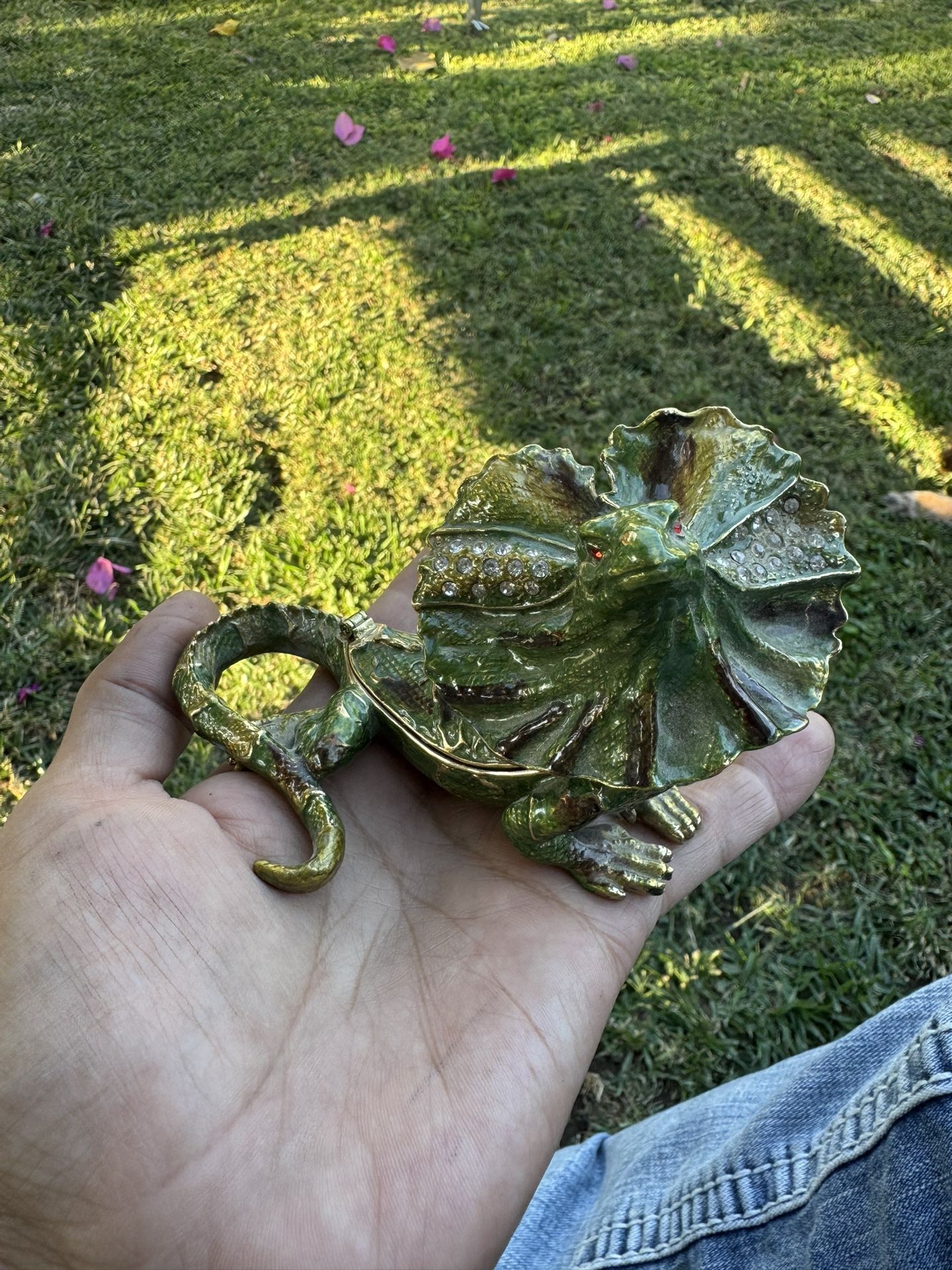 Metal Lizard Dragon 5" Jeweled