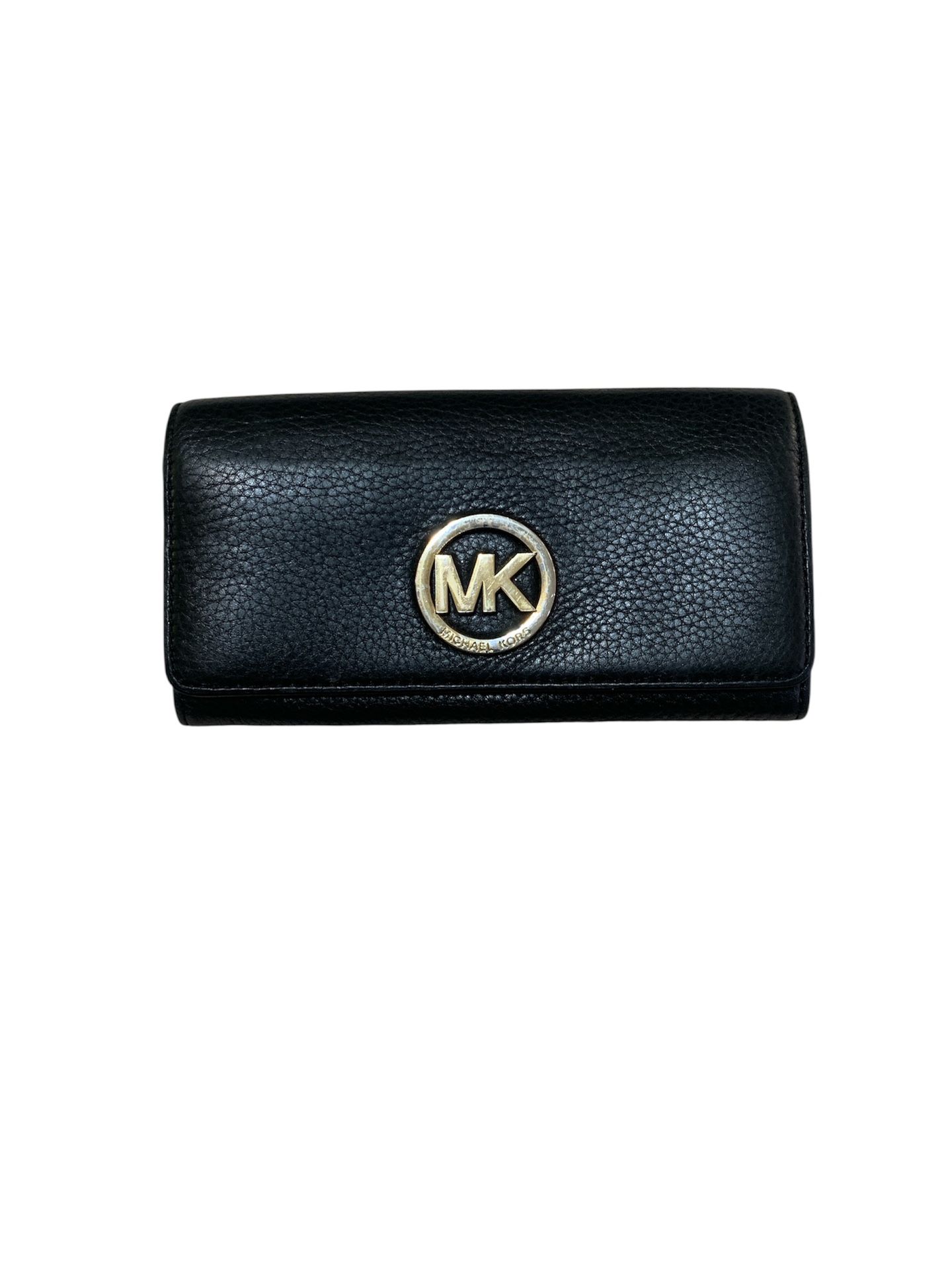 MICHAEL Micheal Kors Black Fulton Carryall Leather Bifold Buttoned Wallet