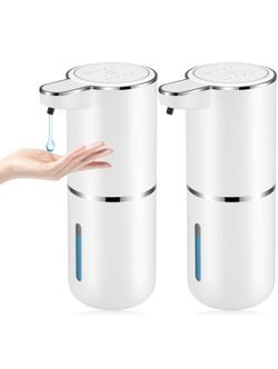 2 Pack Automatic Soap Dispenser,Automatic Liquid Soap Dispenser Touchless,12.8oz/380ml USB Rechargeabled Wall Mounted Smart Soap Dispensers for Bathro