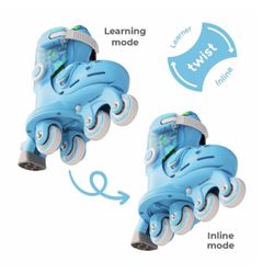 Yvolution Twista Kids Skates, Adjustable Modes, Kids Size 7J-11J, Blue