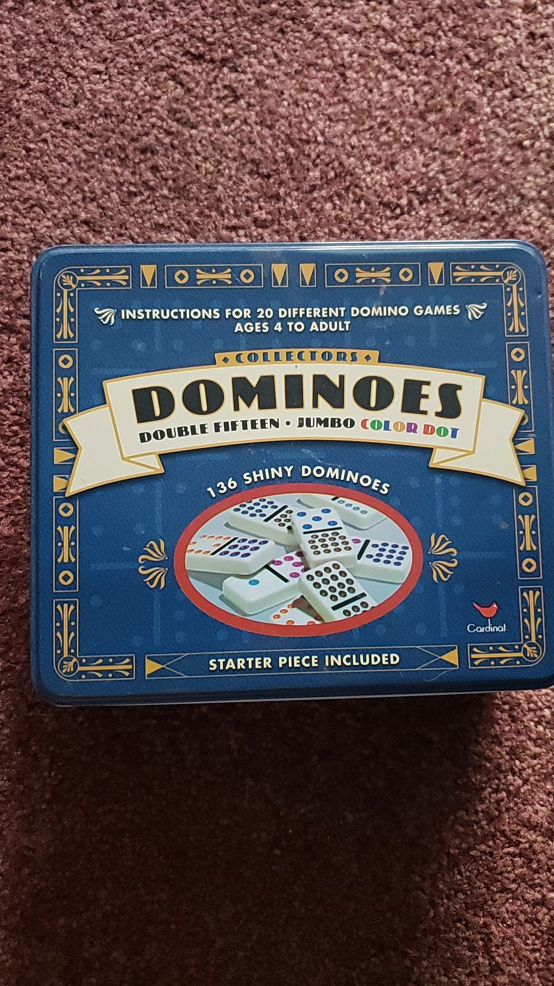 Dominoes Set In Metal Tin, Game, Collectors Tin
