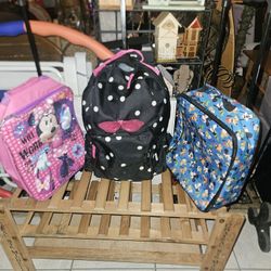 2 DISNEY MINI LUGGAGE $20 Each 1 ROLLING $39. BACKPACK 