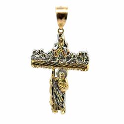 Men’s 10k Two Toned White Yellow Gold Large 2.5” Inch Last Supper Saint Jude Virgin Mary Cross Pendant for Necklace GP3124481