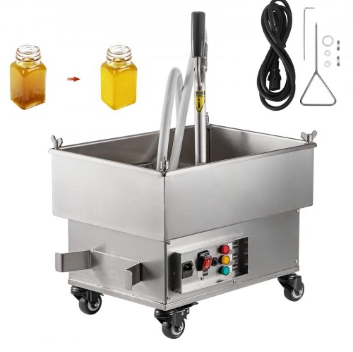 VEVOR Mobile Fryer Filter, 44 LBS/22 L/5.8 Gal Capacity, 300W Oil Filtration System