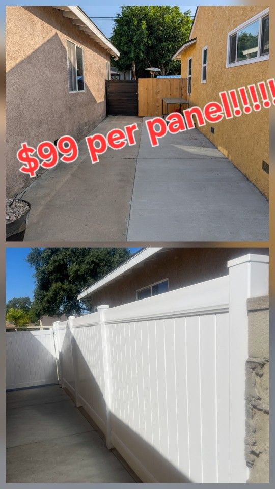 Vinyl Panel Fence Topper Privacy Fence White Vinyl Backyard Fence Side Yard Divider