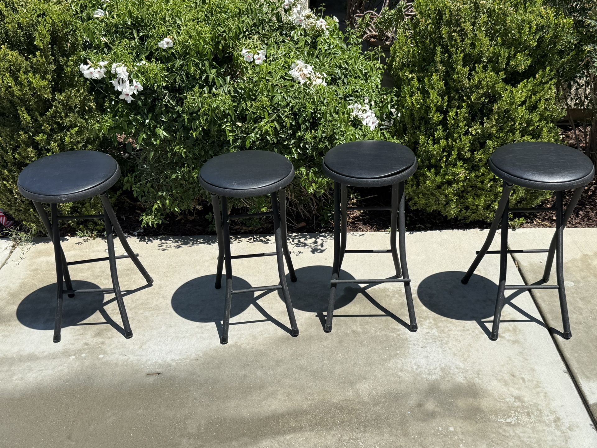 Vinyl Padded Folding Stool, Black - Set of 4