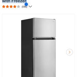 SaleSumo Vissani 4.5 cu. ft. 2-Door Mini Refrigerator in Platinum Steel with Freezer