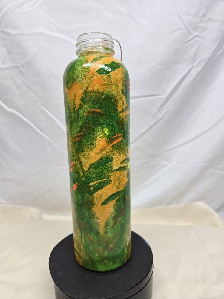 Handcrafted Marbled Glow Jar - Green And Yellow– Unique Lighted Decor