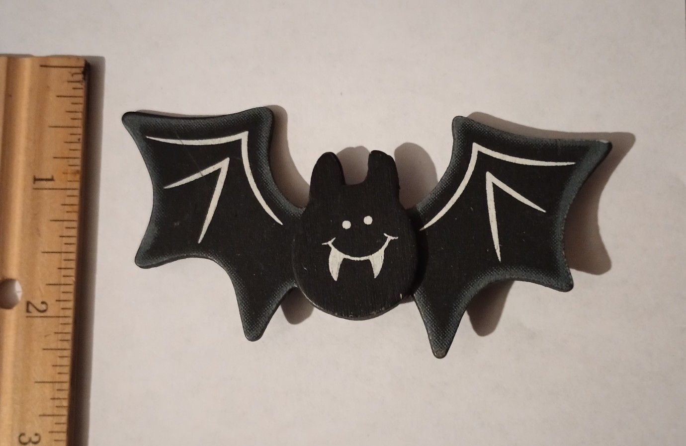 Halloween Vampire Bat Black Wooden Vintage Collectible Lapel Pin A-2