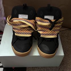 Black leather Lanvin Curb Sneakers (Sz 42)