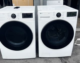 NEW !! LG THINQ WHITE SMART AI FRONT LOAD WASHER AND GAS DRYER SET/ WE FINANCE