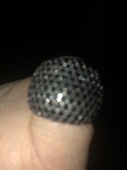 Black spinel faceted pave dome ring wide band size 9