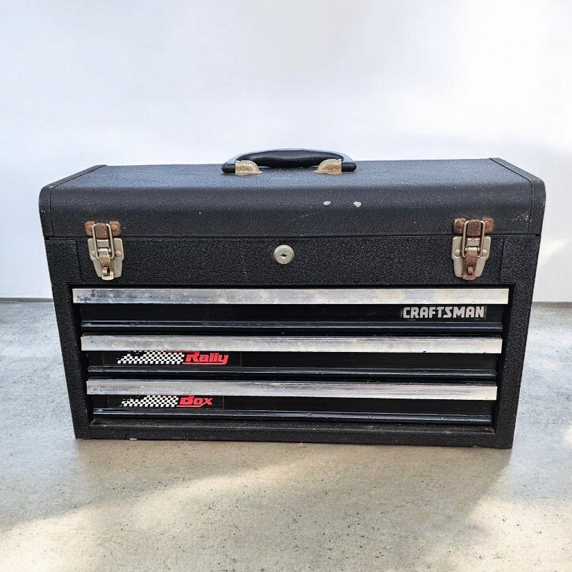 Vintage Craftsman Rally 3 Drawer Toolbox with Tools-No Key