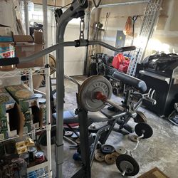Bench With Lat Pulldown Preacher Curl And Leg Attachment