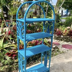 5’ Vintage Arched Rattan Shelving: 25.5”W x 12”D x 60”H