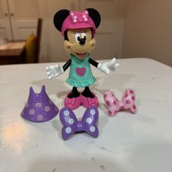 Disney Minnie Mouse Bowtique Snap ‘N Style Toy Dress Up Playset Rare Figure Doll Bike Ride