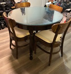 Dining table with glass top