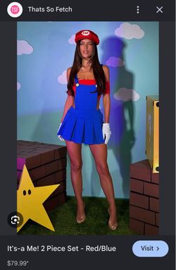Mario-Inspired 2 Piece Costume Set Red/Blue