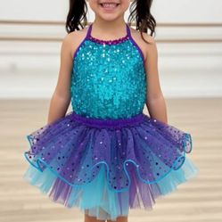 girls tutu sequin aqua purple dress dance 