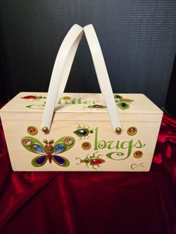 Original Vintage 1960's Enid Collins of Texas "Glitter Bugs " wooden box purse 11"×5.5"