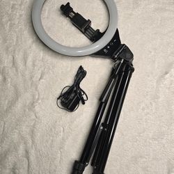 Sensyne 10'' Ring Light with 50'' Extendable Tripod Stand, LED Circle Lights with Phone Holder for YouTube Video/TikTok, Compatible with all Phones