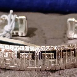 MIA FIORE STERLING SILVER PLATED BRONZE CUFF STYLE BRACELET MADE IN ITALY.