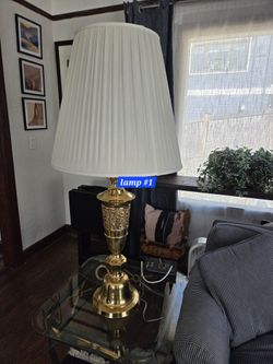 Pair Brass Matching Lamps MCM