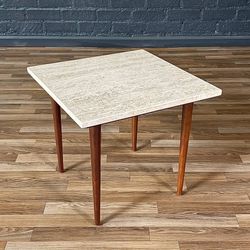 Mid-Century Modern Square Side Table w/ Travertine Marble Stone,c.1960’s
- Delivery Available