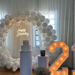 Balloons, Flowers, Throne Chair Decorations