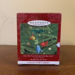 Dr. Seuss One Fish Two Fish Red Fish Blue Fish Hallmark Christmas Tree Ornament