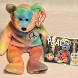 Ty Beanie Baby Bear Peace Tie-Dye