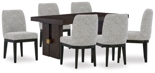 Burkhaus Beige/Dark Brown Dining Table with 6 Chairs