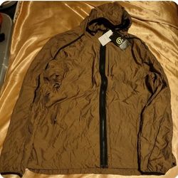RARE NEW CHAMPION BROWN HOODED ZIPPER POCKETS JACKET SIZE MENS XL W@W