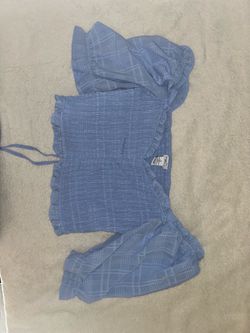 Rue21 Blue Smocked Ruffle Crop Top