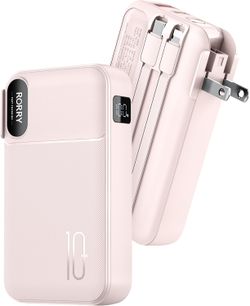 RORRY Portable Charger w/Wall Plug 10000mAh Power Bank 22.5W Battery Pack