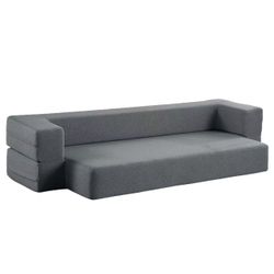 80" Multifunctional Folding Sofa Bed - Linen Memory Foam Mattress & Removable Sofa Cover & 2 Pillows - Simple Style, Suitable for Living Room Space Co