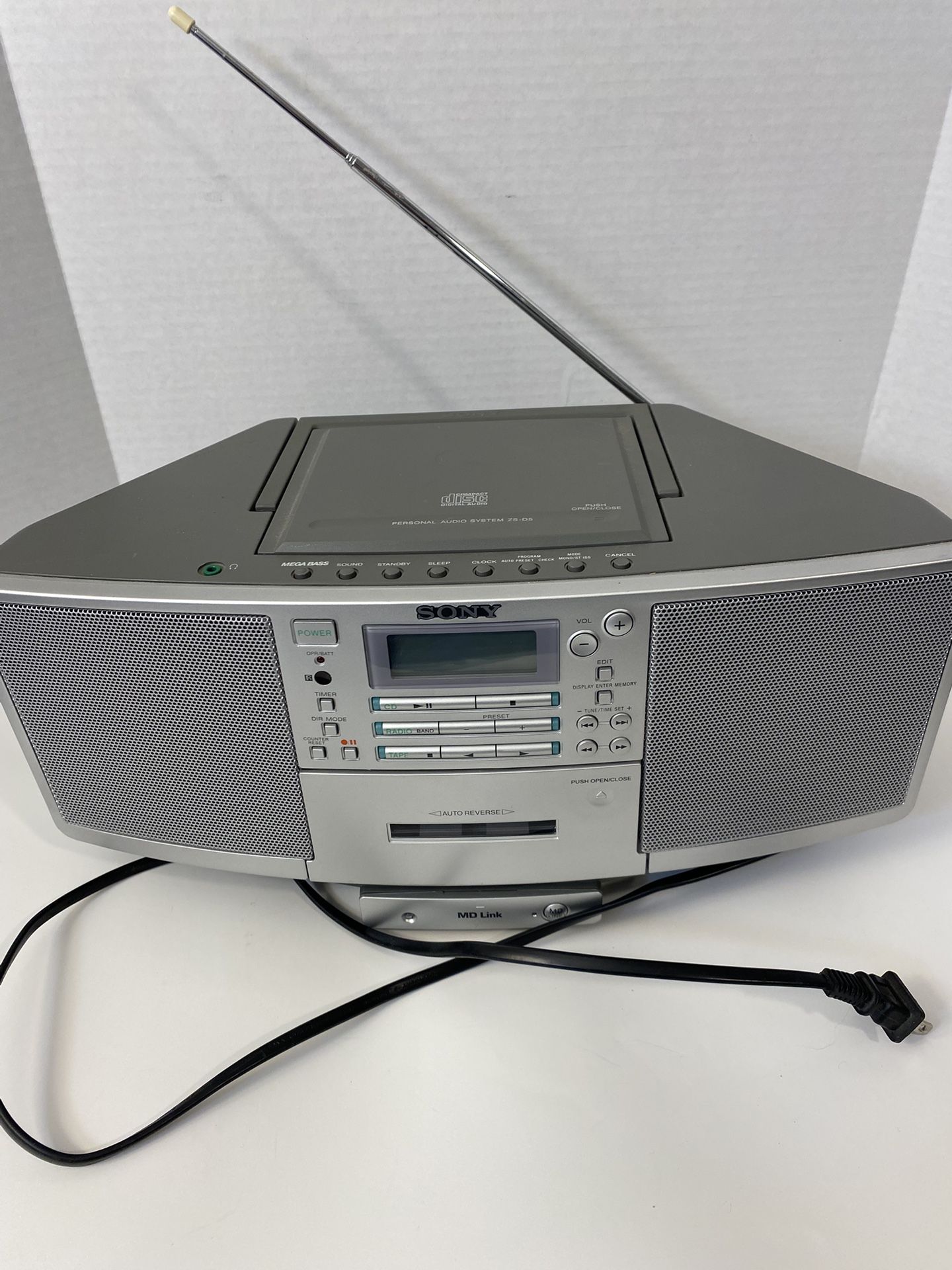 Vintage Sony Personal Audio System ZS-D5; CD & Tape Player, AM/FM; All Working Perfectly