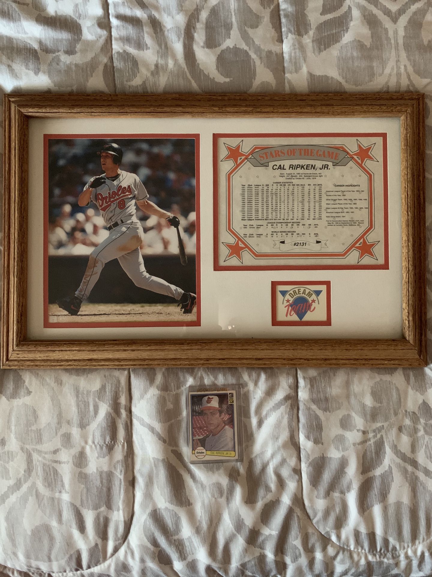 Cal Ripken Framed picture and roomie card