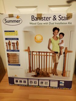 Summer Banister & Stair Wood Gate And Dual Installation Kit