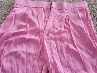 Zara pink satin wide leg pants- size L- $30