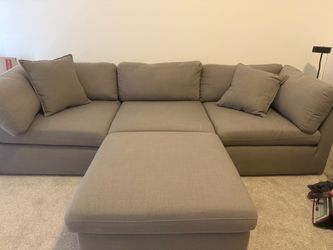 Members Mark Transitional Modular Fabric Sofa with Storage Ottoman Gray
