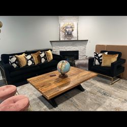 Black And Gold Sofa And Chair 