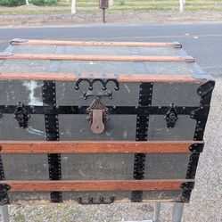 Antique F.W. Gromm Steamer Trunk – Vintage Travel Chest
