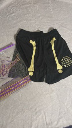 Eric Emanuel black + yellow skeleton shorts