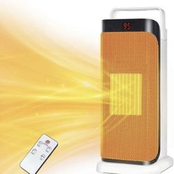 Space Heater - 1500W Portable Electric Heater with Remote, Fast Heating Ceramic Tower Heater Fan, 12H Timer, 120°Oscillating Heater for Indoor Use Off