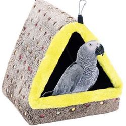 Hanging Winter Warm Bird Nest House- Birds Snuggle Hut Nest Plush House Hanging Snuggle Hideaway Cave Bed Tent Toy for Large Birds African Grey Cockat