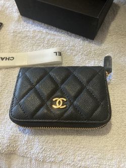 Chanel Black Caviar Zip Around Wallet 