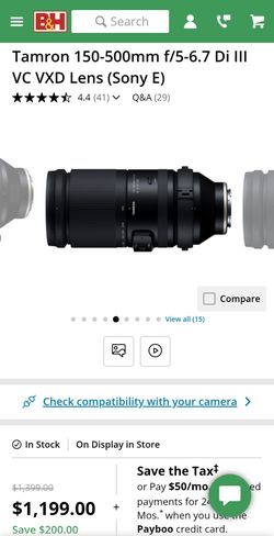 Tamron 150-500mm f/5-6.7 Di III VC VXD Lens