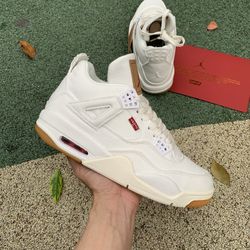L.evi's x Air Jordan 4 Retro 'White Denim'
