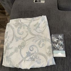 Star fish shower curtain rings and beach themed shower curtain